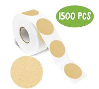 1500 Autocollants Kraft Marron Naturel, Étiquettes Rondes Blanches avec Points Adhésifs Permanents en Kraft avec Ligne de Perforation pour l'Artisanat, l'Organisation, l'Usage Personnel et Commercial