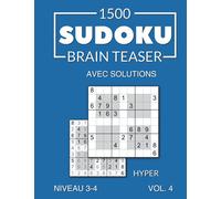 1500 Sudoku Brain Teaser Hyper avec solutions Niveau 3-4 Vol. 4