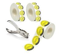 1500 Vignettes De Contrôle De 30 mm, avec Perforatrice à Trou Rond De 3 mm, Vignettes De Contrôle Pluriannuelles 2025-2030, pour Le Contrôle Des Appareils Électriques et Des Machines (Jaune)
