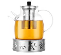 1500ML Theiere en verre avec infuseur,Theiere Avec Infuseur 1,5 litre, Theiere Verre Chauffant Transparent avec Filtre Amovible en Acier Inoxydable, Adapté au thé Parfumé, thé Vert, thé Noir,