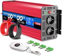 1500w /3000w Convertisseur Pur Sinus 12v 220v/230v Onduleur Transformateur -2 Prise EU de Courant Alternatif,1 Port USB,télécommande sans Fil et écran LCD, pour Voiture, Camping, Voyage