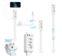 1500W Multiprise Électrique, avec 3 Prises, 2 USB-A et 2 USB-C, 47 - 67 cm Câble Rétractable, Soutien avec La Charge Rapide 20W