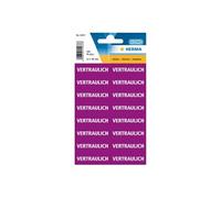 HERMA 15037 étiquettes d'affichage avec impression ''Confidentiel'' (40 x 12 mm, 20 feuilles, papier mat), autocollantes, étiquettes textes permanentes, 320 étiquettes, violet, adhésives