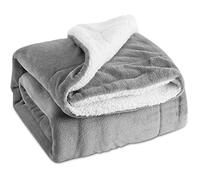 150cm*200cm Plaid Couverture Polaire Sherpa Couverture Lit Réversible Double Face Douce et Chaude Plaid, Peluche Mouton Gris