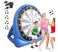 150cm Cible de Flechette Gonflable, Jeu de Fléchettes de Football Extérieur Pliable Portable, Cible Foot Gonflable avec 4 Ballons de Foot, Pompe à Air Électrique, pour Jardin, Pelouse, Fête
