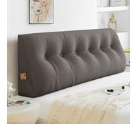 (150cm, gris foncé) Grand coussin triangulaire pour tête de lit et canapé - Coussin de soutien dorsal en forme de coin avec housse amovible pour la relaxation, les jeux et la lecture