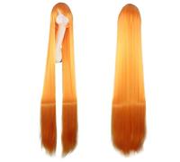 150cm longue droite blonde orange jaune aripot doré perruque de cosplay cheveux synthétiques femmes 59"longues perruques de cosplay beige + casquette de perruque commune longue perruque droite 22