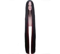 150cm Terre du Bort Lustré 59"Super Longue Droite Noir Rouge Synthétique Cheveux Central Parting Cosplay Perruque Pour La Fête PL-090
