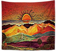 150cm x 200cm coucher de soleil tapisserie arbre tissu tapisserie montagne tenture murale psychédélique nature paysage tapisserie décoration pour chambre salon,couleur 06