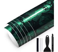 150cm X 30cm Covering Forgé Carbone De Voiture Film Autocollant Adhésif Film Carbone De Protection Pour Voiture Intérieure/Extérieure,Moto,Vélo (Vert Brillant,30cm X 150cm)