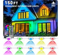 150FT Permanent Outdoor RGB Lights - Waterproof Smart LED Eaves Lights with App/Remote Control, Music Sync & DIY Scenes, Perfect for Christmas, Halloween, Parties & Daily Decor, Ideal for House Roof