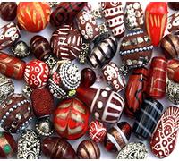 150g Luxury mixed lot of Glass Tibetan Wood Jewellery Making Beads (Red) by Sabrikas