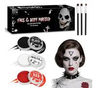 150g Maquillage Halloween Noir Blanc et Rouge, Maquillage Halloween Enfant Adulte, Peinture Visage pour Théâtre, Scénique, Clown, Zombie, Body Face Paint pour Maquillage Halloween femme et Homme