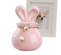 150ml Bunny Ear Ceramic Pet Urn - Dog & Cat Ashes Memorial Keepsake Jar | Holds Up To 150ml Capacity To Securely Store Small Ashes Or Token Mementos On A Home Table, Shelf, Or Memorial Display.