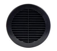 150mm Grille d'Aération Ronde - Noir Grille de Ventilation en Plastique - Registre d'évacuation d'air avec Bride - Couvercle d'évent Interne pour Mur et Plafond