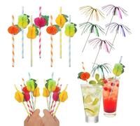 150PCS Décorations Cocktail Accessoires Paille Cocktail, Bâtons d'Artifice | Pailles en Papier 3D Fruit, Bâtonnets Feux d'Artifice, Décoration Cocktail pour Fêtes, Bars, Anniversaire Mariage, Boissons