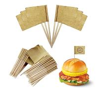 150pcs décorations de Drapeau de Cure-Dents, étiquettes en Papier Kraft Vierges, décorations de Mini Drapeau de Cure-Dents, Inserts de gâteau, pour la fête d'anniversaire, Buffet, Banquet