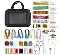 150pcs Fly Tying Kit with Colorful Beads and Crystal Flash, Dub for