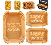 150PCS Papier Cuisson pour Ninja Foodi Flexdrawer - Compatible avec les Modèles AF500EU - Accessoires Airfryer Antiadhésifs Résistants à la Chaleur - Inclut 50PCS pour 10.4L & 100PCS pour 5.2L