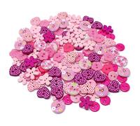 150pcs Pink Mix Wood Acrylic & Resin Buttons For Cardmaking Embellishments by Wedding Touches