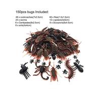 150pcs Realistic Bugs Cockroaches Spiders Scorpions Plastic Fake Insects for Halloween Party Fool's Day Trick Prank Toy Decor