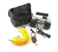 150Psi / 10Bar Compresseur d'Air 12V Double Cylindre Portable Tuyau Spiralé 5 mètres avec Manomètre Gonfleur Pneus Pour Voiture Vélo Moto