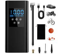 150PSI Gonfleur Pneus Voiture, 6000mAh Compresseur à Air Portatif avec 4 Accessoires Buccaux et Lumière LED pour Voiture Moto Bicyclette Boule