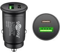 150x Goobay 55634 Chargeur rapide de voiture Dual-USB USB-C™ PD (Power Delivery) (30 W), noir - 30W (12/24V) adapté aux appareils avec USB-C™ (Power Delivery) comme par ex. iPhone 12