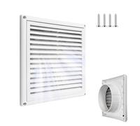 150x150mm Grille D'aération En Plastique Carrée Couvercles D'aération Blanche Protège Contre Les Insectes Grille À Lamelles Avec Embout Circulaire(150mm)
