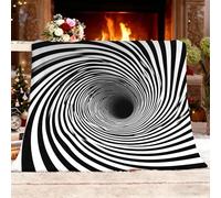150x200 cm Toutes Les Saisons Plaid Polaire Illusions D'Optique 3d Trous Noirs Chaude Légère et Couverture Douillette Canapé/Lit Noir Et Blanc Couverture Polaire Ultra Douce Cadeau pour garçons Filles