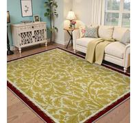 150x210cm Tapis de copropriété Salon Rugs lavables Luxe Doux à Feuilles Sol intérieur Tapis élégant à Motif Jaune pour Chambre Salle à Manger Ferme