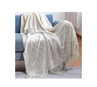 (150x230cm,diamond white)Nordic Knitted Throw Blanket - Soft, Textured & Solid for Sofa, Bed & Christmas Decor in Europe