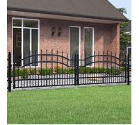 151094 vidaXL Portail et sommet de lance Noir 305x120 cm Acier enduit poudre
