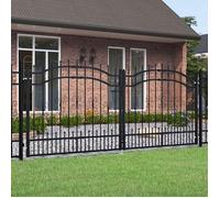 151096 vidaXL Portail et sommet de lance Noir 305x173 cm Acier enduit poudre