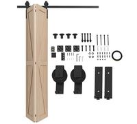 HOMCOM 152,5 CM Quincaillerie de porte coulissante pliante kit de rails de porte coulissante pliable en acier systeme de porte de grange pour 2 portes avec cintre en forme de J - noir
