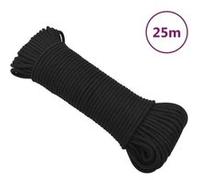 vidaXL Corde de bateau – Polypropylène noir – 4 mm x 25 m