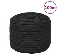 152513 vidaXL Corde de bateau Noir complet 12 mm 100 m Polypropylène