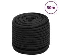 vidaXL Corde de bateau d'amarrage 16 mm 50 m Polypropylène Noir
