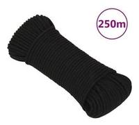 152800 vidaXL Corde de travail Noir 3 mm 250 m Polyester Noir G