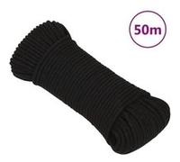 152808 vidaXL Corde de travail Noir 5 mm 50 m Polyester Noir G