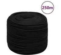 152820 vidaXL Corde de travail Noir 8 mm 250 m Polyester Noir G