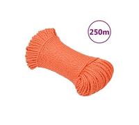 Corde de Travail Ligne de Travail Corde Torsadée Corde d'Amarrage Câble de Travail Jardin Atelier Orange 8 mm 250 m Polypropylène