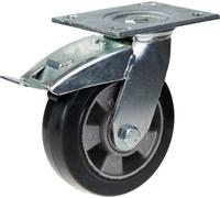 152mm 6" castor black rubber brake & fixed strong 1320kg capacity, set of 4