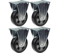 152mm 6" castor black rubber fixed strong 1320kg capacity, set of 4