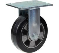 152mm 6" castor black rubber fixed strong 660kg capacity, set of 2