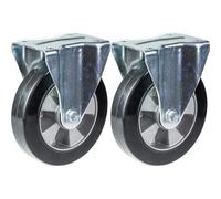 152mm 6" castor black rubber fixed strong 660kg capacity, set of 2
