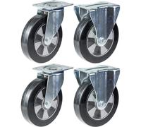 152mm 6" castor black rubber swivel & fixed strong 1320kg capacity, set of 4