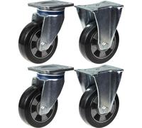 152mm 6" castor black rubber swivel & fixed strong 1320kg capacity, set of 4