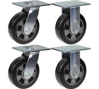 152mm 6" castor black rubber swivel & fixed strong 1320kg capacity, set of 4