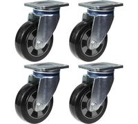 152mm 6" castor black rubber swivel strong 1320kg capacity, set of 4
